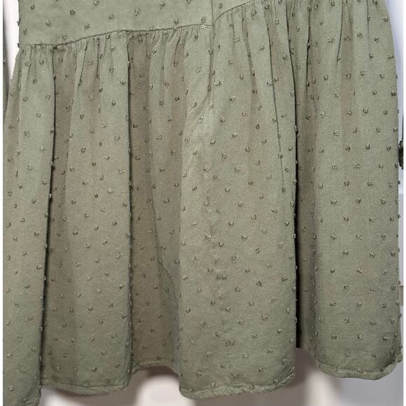 LuLus Boho Rayon Mini Dress Olive Green Dot Women's Size Small - Picture 13 of 15
